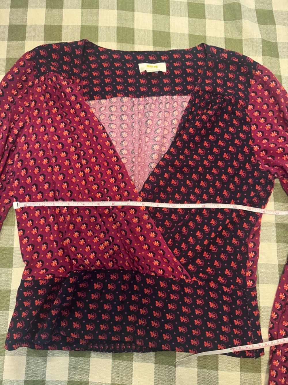 Anthropologie Maeve Lisa Puff Sleeve Faux Wrap Blouse - Picture 14 of 16